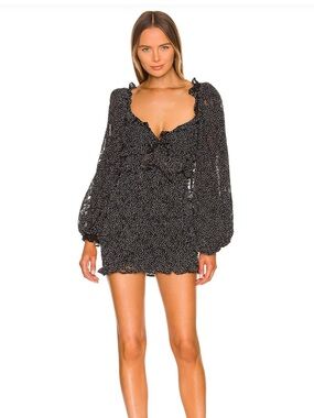 For Love & Lemons Black and White Polka Dot Mini Dress